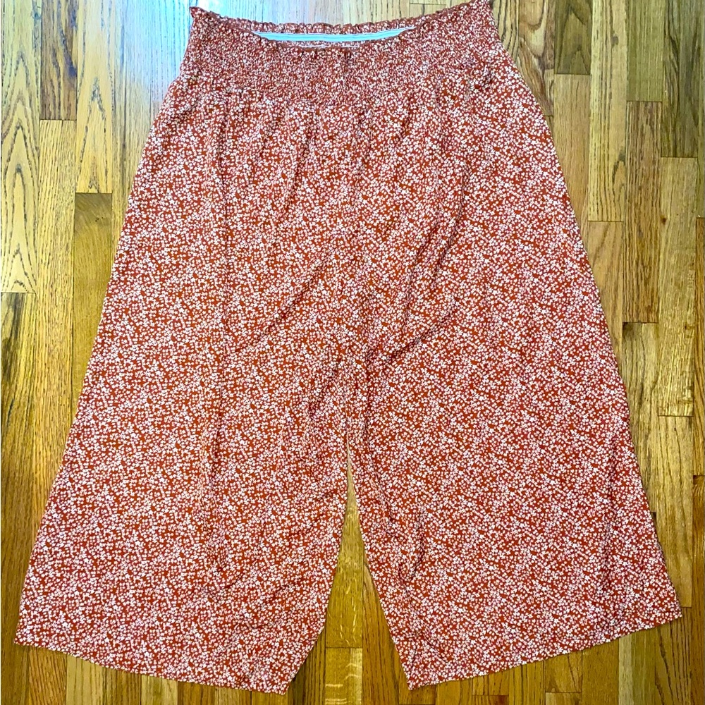 Shein Curve Womens Orange Pants Floral Wide Leg Pull On 4XL